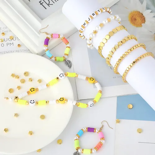 Miniatura 5 de 1500 Piezas 10 Estilos Cuentas Espaciadoras Doradas Surtidas para Hacer Joyas Cuentas Sueltas para Pulsera Collar Pendientes Manualidades DIY Dorado