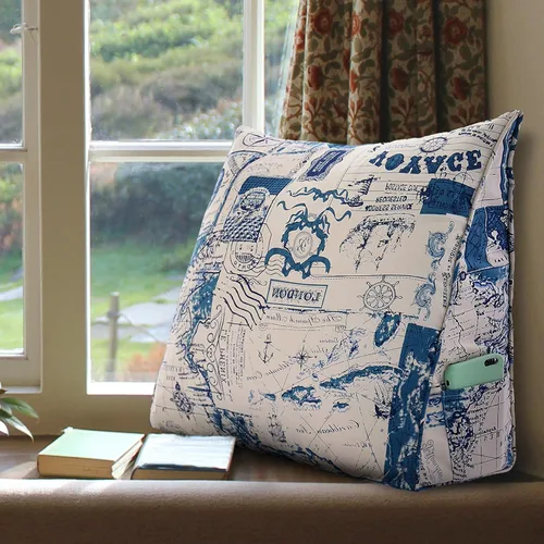 Miniatura 7 de Almohada de lectura de cuña estampada triangular para cabecero y espalda, cojín de apoyo para sentarse en la cama, almohada para descansar