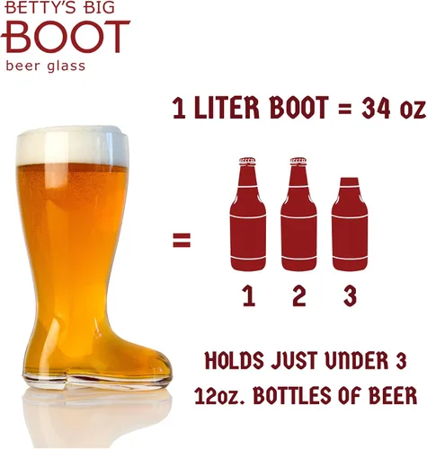 Miniatura 3 de Big Betty Das Boot - Taza de cristal para botas de cerveza para celebración del Oktoberfest, día de San Patricio, despedidas de soltero/despedida