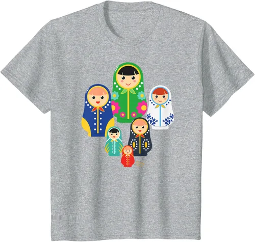 Miniatura 43 de Matryoshka Russian Nesting Dolls, Rusia - Camiseta de regalo, Azul / Patchwork, S