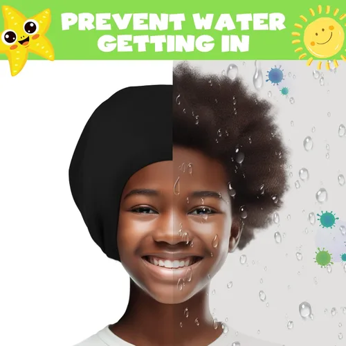 Miniatura 2 de Gorro de natación extra grande para niños, de silicona, para cabello largo/corto y trenzas/rastas, niñas y niños de 6 a 14 años