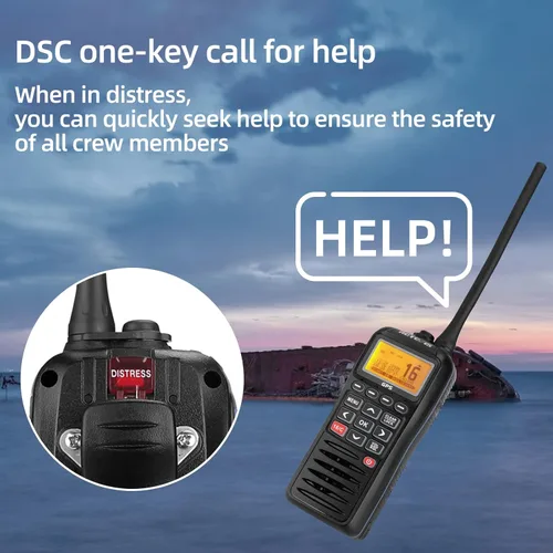 Miniatura 4 de Retevis Radio marina RM40 con GPS, llamada de socorro DSC, alarma de mafia, radio de mano flotante impermeable IP67, alerta meteorológica NOAA