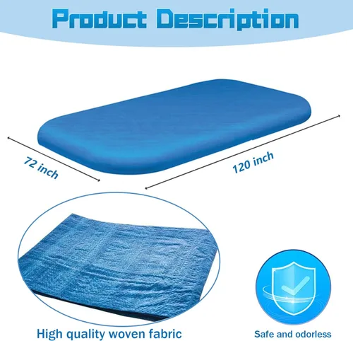 Miniatura 2 de Cubierta rectangular para piscina, 120 x 72 pulgadas/10 x 6 pies, cubiertas inflables para piscinas sobre el suelo, cubierta de piscina infantil a