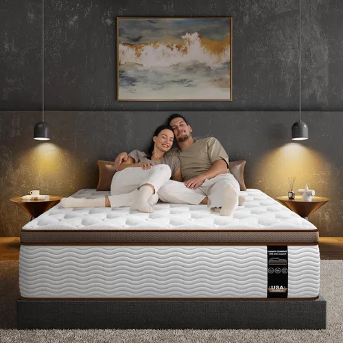 Miniatura 9 de BedStory Colchón de tamaño matrimonial de 12 pulgadas, colchón híbrido firme en una caja, soporte lumbar ortopédico con bobinas envueltas