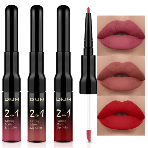 Miniatura 20 de evpct 3 Piezas Delineador de Labios Mate Ciruela Oscuro Morado Rosa Rojo Oscuro y Juegos de Lápiz Labial Líquido para Mujeres de Larga Duración