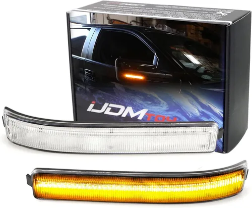 iJDMTOY Luces marcadoras de espejo lateral LED ámbar con lente transparente, compatibles con Ford F150 2009-14 y SVT Raptor 2010-14, reemplaza