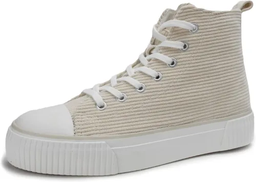 Miniatura 8 de PepStep Women's Fashion Platform High Top Sneakers, Cute Corduroy or Faux Lamb's Fur UpperMemory Foam Insole,Trendy Slim Shoe Lace