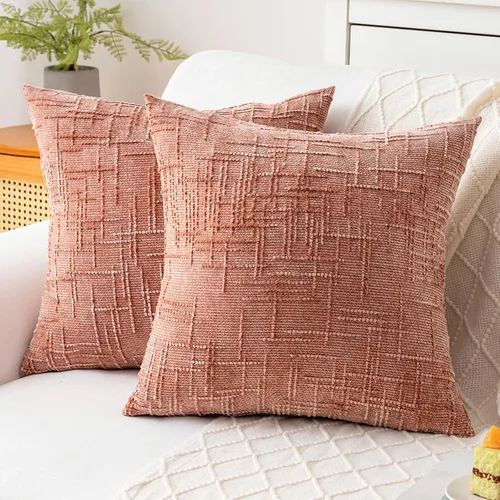 Miniatura 20 de Fundas de almohada decorativas de 18 x 18 pulgadas, juego de 4, suaves, sólidas, de estilo granja, fundas de almohada de chenilla para sofá, fundas
