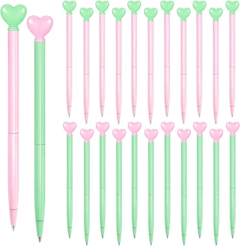 Miniatura 10 de Thenshop 24 piezas de bolígrafos con forma de corazón retráctiles de metal, lindos bolígrafos de 1.0 mm, tinta negra, bolígrafos de bola