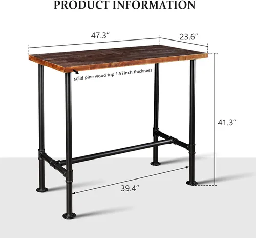 Miniatura 3 de Mesa de comedor de tubería de diseño industrial DIY, mesa de comedor informal para bar, mesa para computadora portátil, estudio moderno, mesa