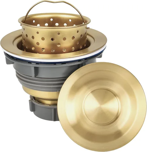 Miniatura 5 de LQS Conjunto de colador de drenaje para fregadero de cocina, acero inoxidable 304 con cesta de basura profunda extraíble y tapa de sellado, 3-1/2