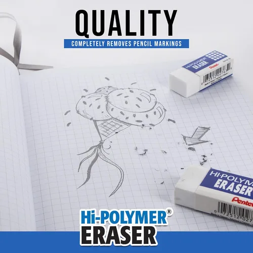 Miniatura 4 de Pentel - Borrador de bloque de alto polímero, grande, blanco, paquete de 10 borradores ZEH-10 (ZEH10PC10)