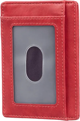 Miniatura 3 de Travelambo - Cartera de piel minimalista con bolsillo frontal, tamaño mediano, cartela delgada, RFID