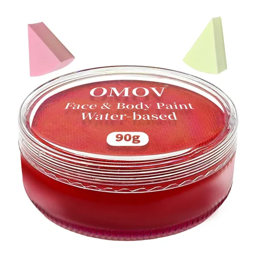Miniatura 12 de Pintura facial roja de 4.23 oz (120 g) no tóxica, kit de pintura facial activada por agua para niños y adultos, paleta de pintura facial de gran