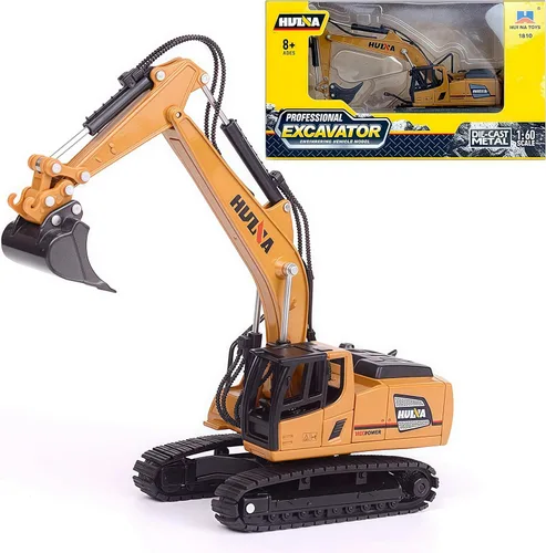 Gemini&Genius Juguete de excavadora de orugas para niños, juguete de vehículo de construcción de excavadora de alta resistencia con rotación de 360