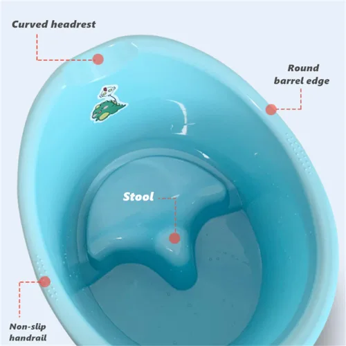 Miniatura 4 de Bañera para niños pequeños con asiento, bañera para niños de 0 a 3 años, baño más grande para niños más grandes a la hora del baño (azul)