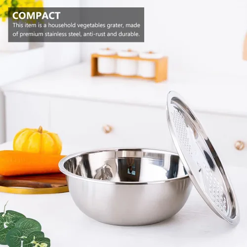 Miniatura 4 de Rallador de acero inoxidable y cortador de verduras con función de drenaje Herramienta de cocina multiusos de 10.23 pulgadas para lavar arroz