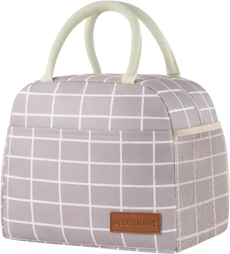 Miniatura 34 de douyadady Bolsa de almuerzo para mujeres/hombres, fiambrera mujeres/hombres (azul bebé+rayas blancas)