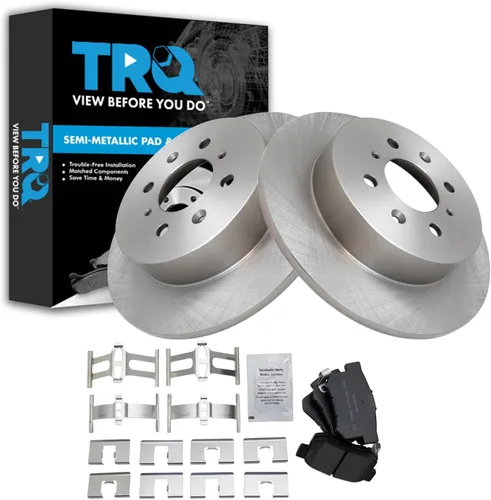 Miniatura 46 de TRQ Juego de pastillas de freno semimetálicas traseras y rotores compatibles con Chevrolet Trailblazer 02-06 Trailblazer EXT 04-06 SSR 02-07 GMC