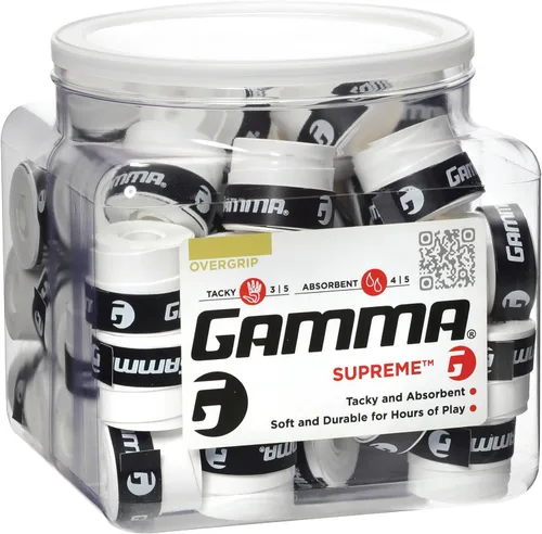 Miniatura 8 de Gamma Sports Supreme Overgrip para raquetas de tenis, pickleball, squash, bádminton y raquetball, varios tamaños y colores Blanco
