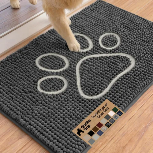 Miniatura 28 de GORILLA GRIP SOAKSTOPPER - Tapete para puerta de perro, 30 x 20 pulgadas, lavable a máquina, absorbente, captura la humedad, barro, suciedad, Negro