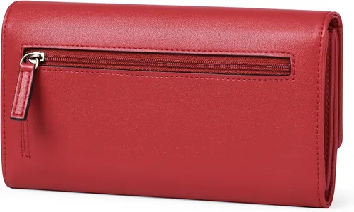 Miniatura 3 de GOIACII Cartera de mujer con bloqueo RFID triple pliegue cartera de mano larga para mujer cartera de cuero vegano con bolsillo para monedas A02-rojo