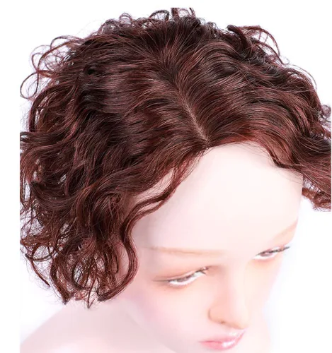 Miniatura 4 de Parte rizada en forma de U, base de seda, parte superior de encaje de cabello humano corto y esponjoso en la frente, extensión de flequillo grande