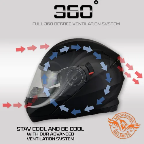 Miniatura 4 de Milwaukee Performance Helmets MPH9803DOT - Casco modular de motocicleta ionizado negro mate avanzado con visera desplegable