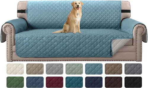 Miniatura 31 de H.VERSAILTEX Funda de sofá resistente al agua para sofá de 3 cojines, reversible, protector de muebles acolchado con correa elástica, funda de sofá