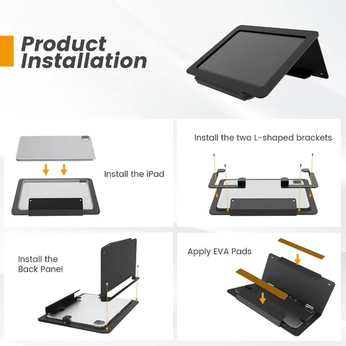 Miniatura 5 de Soporte de escritorio para tableta, todo de metal ergonómico 30 con bloqueo de cable de seguridad para oficina, mostrador de puntos de venta