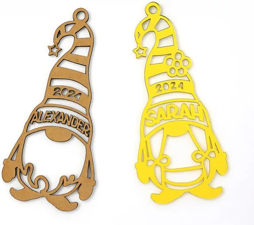 Miniatura 10 de Gnomos de Navidad personalizados, adorno de nombre personalizado, nombres cortados con láser, regalos para niños, Navidad 2025, decoraciones