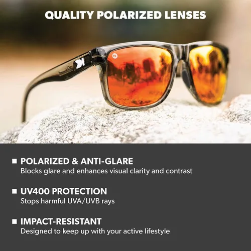 Miniatura 2 de Knockaround Torrey Pines - Gafas de sol polarizadas para hombres y mujeres, protección UV400 Gris claro / rojo atardecer