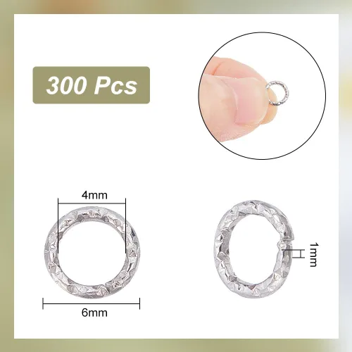 Miniatura 3 de UNICRAFTALE 300 anillos de salto abiertos de acero inoxidable 304 de 0.236 pulgadas, anillos redondos trenzados para hacer joyas, manualidades