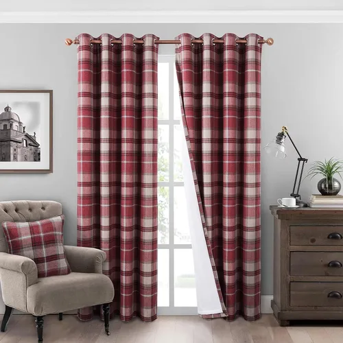 Miniatura 13 de always4u - Cortinas térmicas aisladas con diseño de cuadros, de 63 pulgadas de largo, de doble capa, cortinas térmicas para sala de estar