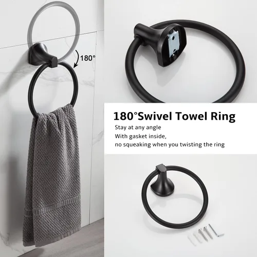 Miniatura 4 de BGL Juego de accesorios de baño, barra de toalla extensible ajustable negro mate, juego de accesorios de baño de 4 piezas, soporte para papel