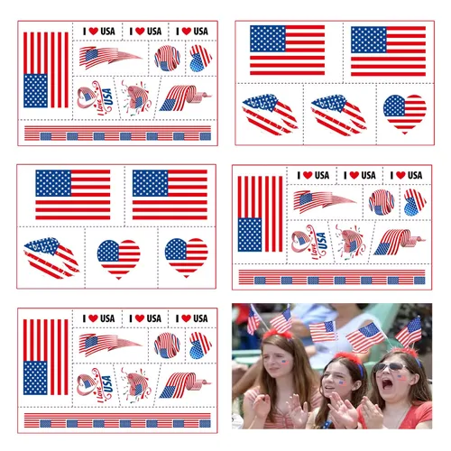 40 tatuajes temporales de la bandera estadounidense para partido de la Copa Mundial de Fútbol de Qatar 2022, calcomanías impermeables para hombres,