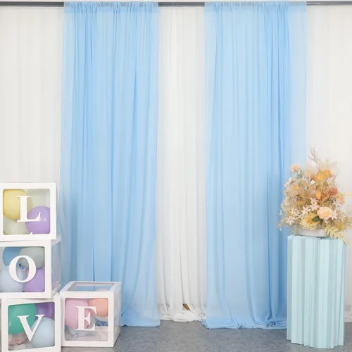 DUOBAO Cortina tipo telón de gasa de 5 x 7 pies, cortinas de tela transparente para ceremonia de boda, 2 paneles de 29 x 84 pulgadas, telón de fondo
