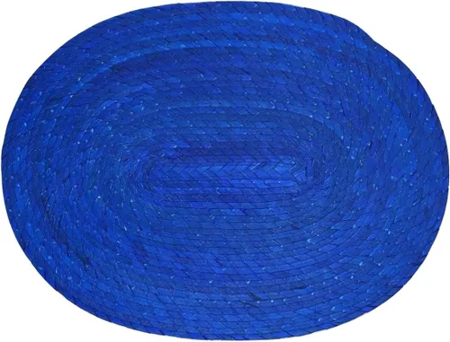Miniatura 3 de Juego de 4 manteles individuales y posavasos color azul real, estilo de decoración mexicana, ecológicos, hechos a mano, tejidos y reversibles, ideal