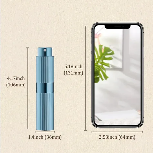 Miniatura 9 de LISAPACK Botella atomizadora de perfume de 0.3 fl oz, 1 pulverizador de colonia de viaje recargable, mini dispensador de perfume portátil vacío Azul
