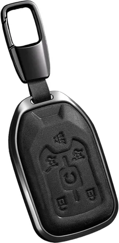 Funda de cuero para llavero de automóvil Suburban Tahoe 2015 2016 2017 2018 2019 2020 Tahoe Suburban Yukon Smart Remote Key Shell (J-Negro)