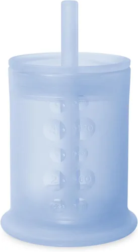 Miniatura 16 de Olababy Clear View - Taza de entrenamiento de silicona con tapa con pajilla, entrenador para sorber para niños de 12 meses en adelante, vasos Lila