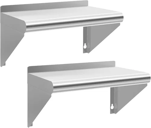 Miniatura 14 de Estante de acero inoxidable de 12 x 36 pulgadas, estantes de acero inoxidable comerciales de 300 libras para montaje en pared, estantes de metal 1
