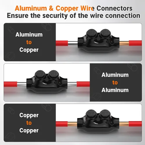 Miniatura 5 de Joinfworld Conector de empalme en línea de 2 puertos 2-14 AWG, conectores de cable de aluminio a cobre, conectores de cable aislados, conectores
