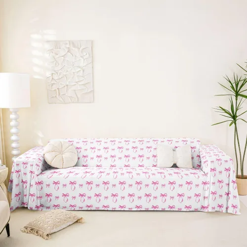 Miniatura 22 de Erosebridal Fundas de sofá con lazo de princesa de 71 x 91 pulgadas, fundas de sofá con lazo de lazo, protector de sofá de princesa