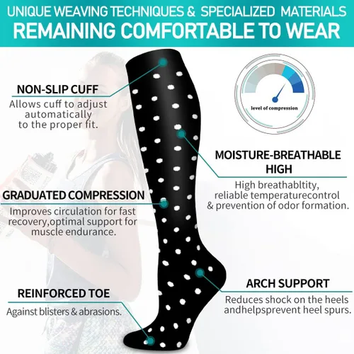 Miniatura 4 de COOLOVER - 6pares de calcetines de compresión con cobre para mujeres y hombres, soporte para correr, atletismo, enfermería, viajes