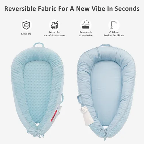 Miniatura 3 de Tumbona para bebé: nido de recién nacido suave y transpirable para bebés de 0 a 24 meses, almohada de algodón orgánico para bebé para tiempo boca