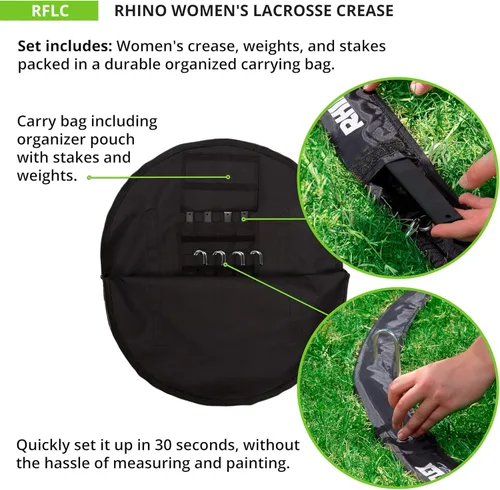 Miniatura 3 de Champion Sports Lacrosse Crease para mujer: Rhino Flex Portable Lacrosse Goal Crease – 17' de diámetro para todo tipo de clima con pesas, estacas