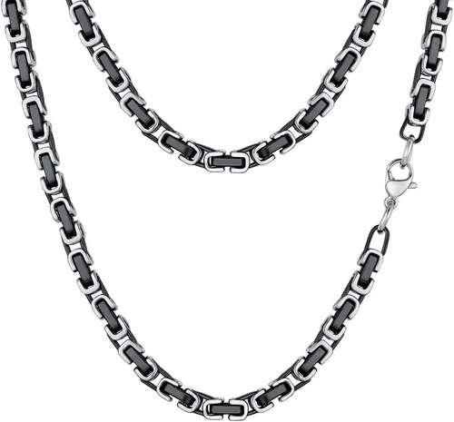 PROSTEEL Collar de acero inoxidable de 0.1570.315 pulgadas para hombres, niños y mujeres, elegante y fresco, cadena bizantina, tono negro, dorado,