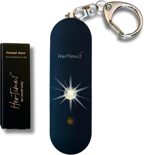 HerTime2 Alarma Personal para Mujeres Adultos Personas Mayores – Viaja Seguro e Impermeable Sirena de Autodefensa – Llavero de Seguridad – Extra
