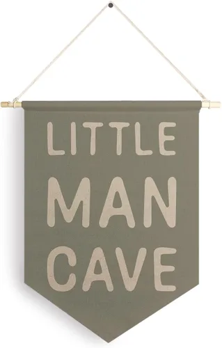Qpenm Cartel de lona colgante de pared con diseño de cueva de hombrecito, impresión de bandera colgante para sala de juegos para niños, decoración